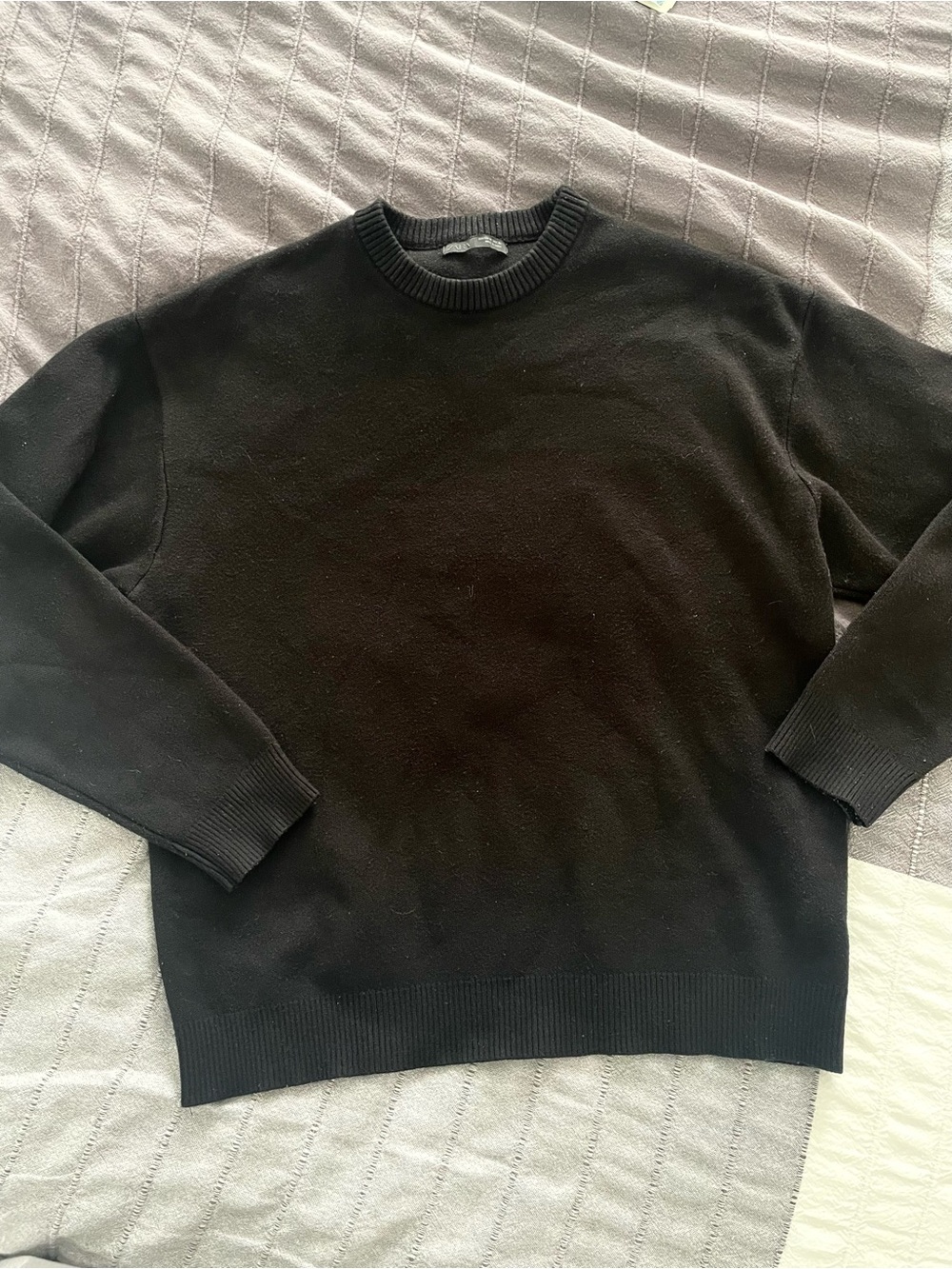 ZARA Black Cotton Crewneck Sweater